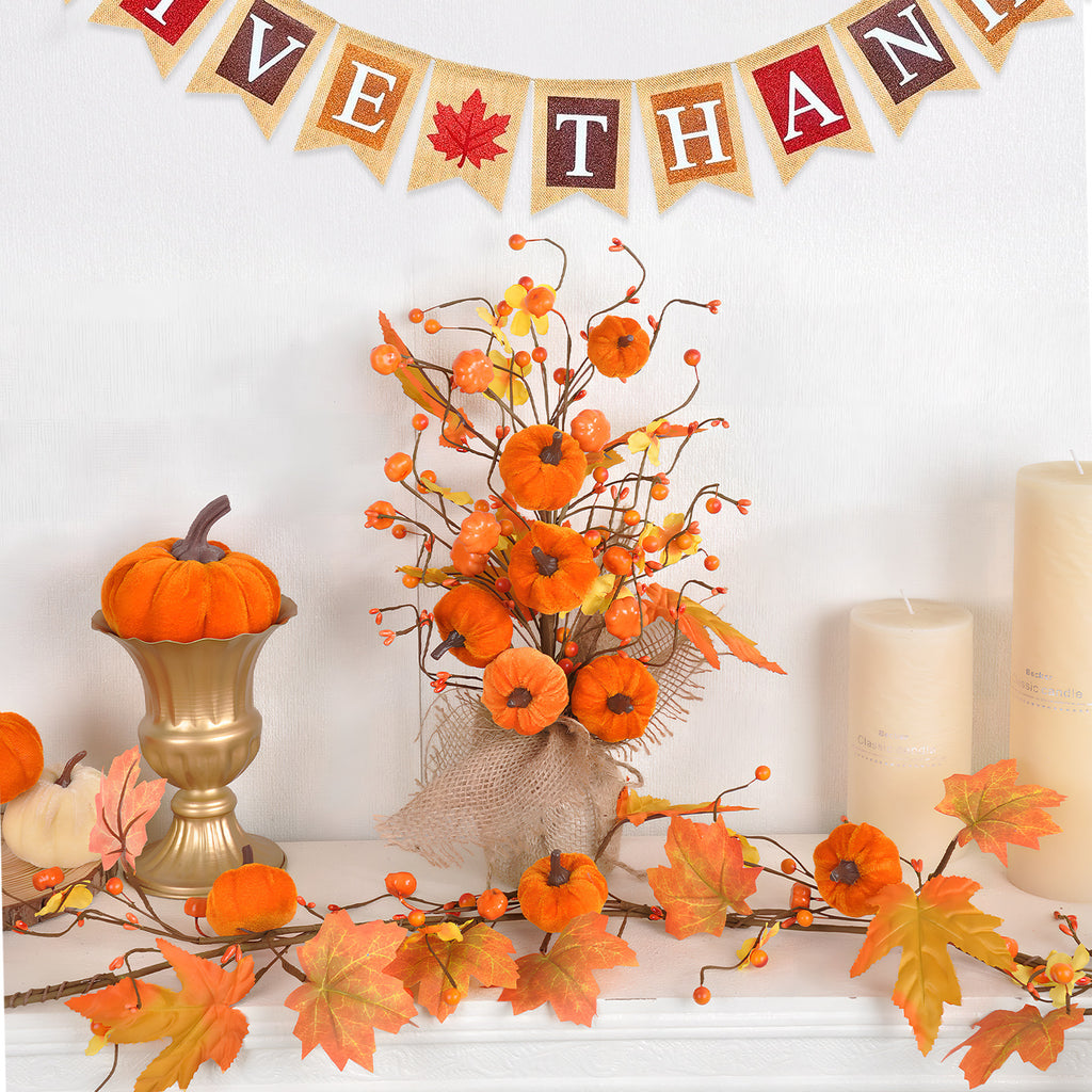 Halloween Decorations Autumn Maple Leaf Pumpkin Thanksgiving Decorative Tree Home Party Garden Ornament